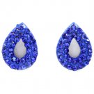 Blue Earring Post Earring Crystal Studs Tear Drop Pave Set 14 Mm Drop 11315-2304BLU