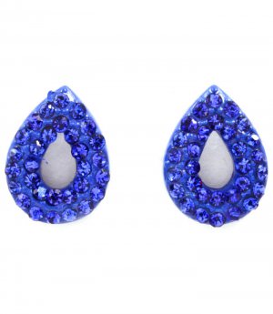 Blue Earring Post Earring Crystal Studs Tear Drop Pave Set 14 Mm Drop 11315-2304BLU