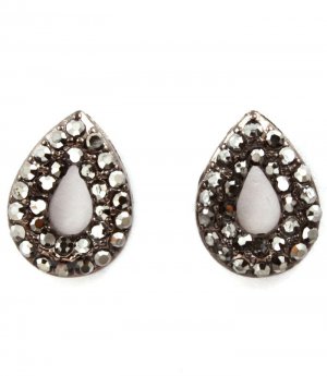 Black Earring Post Earring Crystal Studs Tear Drop Pave Set 14 Mm Drop 11315-2304BNBLK