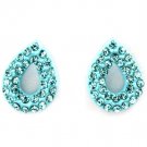 Blue Earring Post Earring Crystal Studs Tear Drop Pave Set 14 Mm Drop 11315-2304BUA
