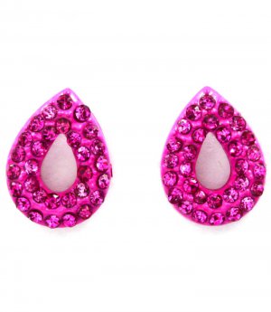Fuschia Earring Post Earring Crystal Studs Tear Drop Pave Set 14 Mm Drop 11315-2304FSH