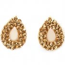 Brown Earring Post Earring Crystal Studs Tear Drop Pave Set 14 Mm Drop 11315-2304GDBRO
