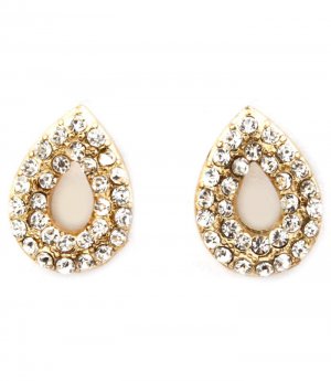 Clear Earring Post Earring Crystal Studs Tear Drop Pave Set 14 Mm Drop 11315-2304GDCLR