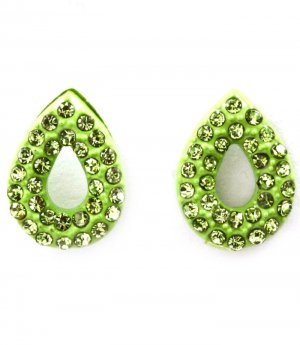 Green Earring Post Earring Crystal Studs Tear Drop Pave Set 14 Mm Drop 11315-2304GRN