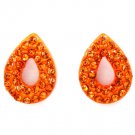 Orange Earring Post Earring Crystal Studs Tear Drop Pave Set 14 Mm Drop 11315-2304ORG