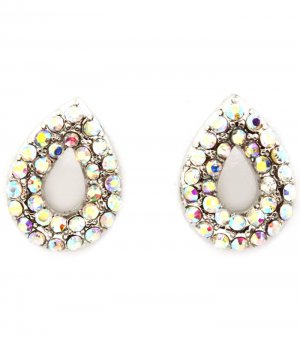Aurore Boreale Earring Post Earring Crystal Studs Tear Drop Pave Set 14 Mm Drop 11315-2304RDABO