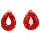 Red Earring Post Earring Crystal Studs Tear Drop Pave Set 14 Mm Drop 11315-2304RED