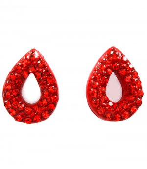 Red Earring Post Earring Crystal Studs Tear Drop Pave Set 14 Mm Drop 11315-2304RED