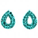 Teal Earring Post Earring Crystal Studs Tear Drop Pave Set 14 Mm Drop 11315-2304TEL
