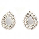 White Earring Post Earring Crystal Studs Tear Drop Pave Set 14 Mm Drop 11315-2304WHT