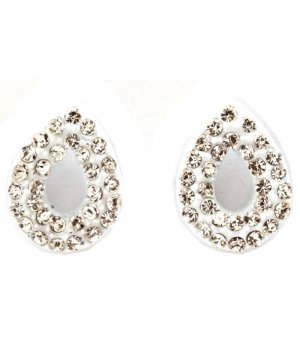 White Earring Post Earring Crystal Studs Tear Drop Pave Set 14 Mm Drop 11315-2304WHT
