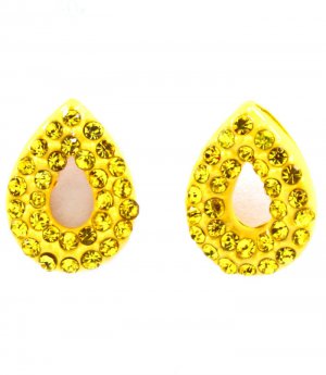 Yellow Earring Post Earring Crystal Studs Tear Drop Pave Set 14 Mm Drop 11315-2304YEW