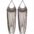 Black Earring Linear Drop Fish Hook Stud Cresent Acrylic Stone Multi Layered 7 1 2 I 11315-4049BNBLK