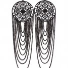 Black Earring Linear Drop Fish Hook Multi Layered 7 1 2 Inch Drop 11315-4050BKBLK