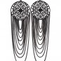 Black Earring Linear Drop Fish Hook Multi Layered 7 1 2 Inch Drop 11315-4050BKBLK