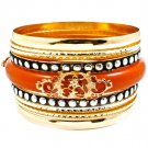 Brown Bracelet Bangle Stackable Various Hoops Filigree Porcelain Texture 2 Inch Wid 116112-4041GDBRO