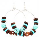 Earring Fish Hook Hoop Wood Bead Crystal Studs Skull Texture 2 1 2 Inch Drop 11625-0504RDTQB