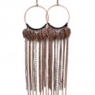 Brown Earring Fish Hook Hoop Tassel Charms Threads Crystal Studs Prong Set 1 3 4 Inc 11625-1062COBRO