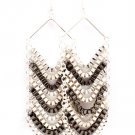 Silver Colored Earring Linear Drop Fish Hook Box Chain Multi Layered 4 1 4 Inch Dr 120205-99132TTSIV