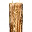 Gold Colored Earring Linear Drop Fish Hook Box Chain Curb Chain Tassel 4 3 4 Inch  120205-99133GDGOD