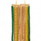 Green Earring Linear Drop Fish Hook Box Chain Curb Chain Tassel 4 3 4 Inch Drop 120205-99133GDGRN