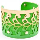 Green Bracelet Cuff Faux Leather Backing Texture 1 3 4 Inch Width 1214228-138MGGRN