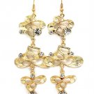 Clear Earring Fish Hook Glass Stones Scratch Marks Pierced Texture 3 Inch Drop 1214528-559GDCLR