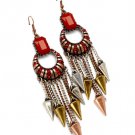 Red Earring Chunky Crystal Studs Arrow Head Acrylic Tassel Metal Bead Fish Hook 3 1 1214536-908CORED