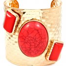 Coral Bracelet Cuff Stud Formica Oval Cabochon 2 1 2 Inch Width 13132-99821GDCOL