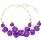 Purple Earring Pin Catch Hoop Bead Mesh Ball Rondelle 3 1 2 Inch Drop 139527-093GDPUR