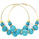 Teal Earring Pin Catch Hoop Bead Mesh Ball Rondelle 3 1 2 Inch Drop 139527-093GDTEL