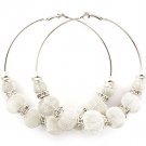 Silver Colored Earring Pin Catch Hoop Bead Mesh Ball Rondelle 3 1 2 Inch Drop 139527-093RDSIV