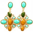 Turquoise Earring Post Earring Crystal Studs Various Cuts Formica Faceted 2 1 4 Inch  1585-3393GDTQA