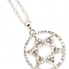Clear Necklace Pendant Crystal Studs Hoop Star 1 Inch Pendant 17 Inch Long 171314-13185RDCLR