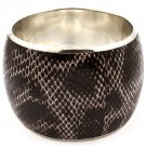 Black Bracelet Bangle Faux Leather Animal Print 2 Inch Width 17132-81629RDBLK