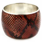 Brown Bracelet Bangle Faux Leather Animal Print 2 Inch Width 17132-81629RDBRO