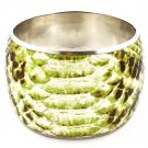 Green Bracelet Bangle Faux Leather Animal Print 2 Inch Width 17132-81629RDGRN