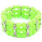 Green Bracelet Stretch Crystal Studs Marbles 1 Inch Width 17132-81736RDGRN