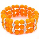 Orange Bracelet Stretch Crystal Studs Marbles 1 Inch Width 17132-81736RDORG