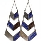 Blue Earring Fish Hook Linear Drop Vinyl Cover Texture 4 1 2 Inch Drop 1995-99033BNBLU