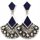 Blue Earring Post Earring Metal Casting Vinyle Cover Texture 2 1 2 Inch Drop 1995-99039SOBLU