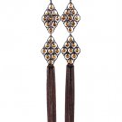 Brown Earring Fish Hook Beads Tassel Filigree 4 Inch Tassel 7 1 4 Inch Drop 1995-99046COBRO