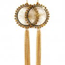 Gold Colored Earring Fish Hook Threads Hoop Beads Tassel 2 Inch Hoop 7 Inch Drop 1995-99063GDGOD