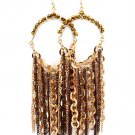 Gold Colored Earring Fish Hook Beads Tassel Metal Links Charm 5 Inch Drop 1995-99069GDGOD