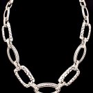 Silver Colored Necklace Metal Casting Oval Rectangular Shape Texture 16 Inch Long 2101514-0229ASSIV