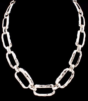 Silver Colored Necklace Metal Casting Rectangular Shape 16 Inch Long 2101514-0230SVSIV