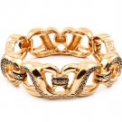 Gold Colored Bracelet Stretch Metal Casting Texture 20 Mm Width 210152-03346AGGOD