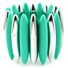 Turquoise Bracelet Stretch Acrylic Oval 2 Inch Width 32233-121207RDTUQ
