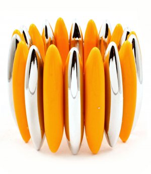 Yellow Bracelet Stretch Acrylic Oval 2 Inch Width 32233-121207RDYEW