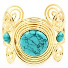 Turquoise Bracelet Cuff Turquoise Stone Cabochon 1 3 4 Inch Width 32234-40269GDTUQ